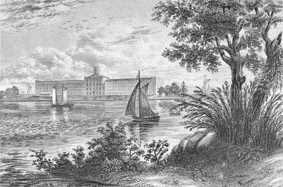 Historic view of the penitentiary on Blackwell's Island.