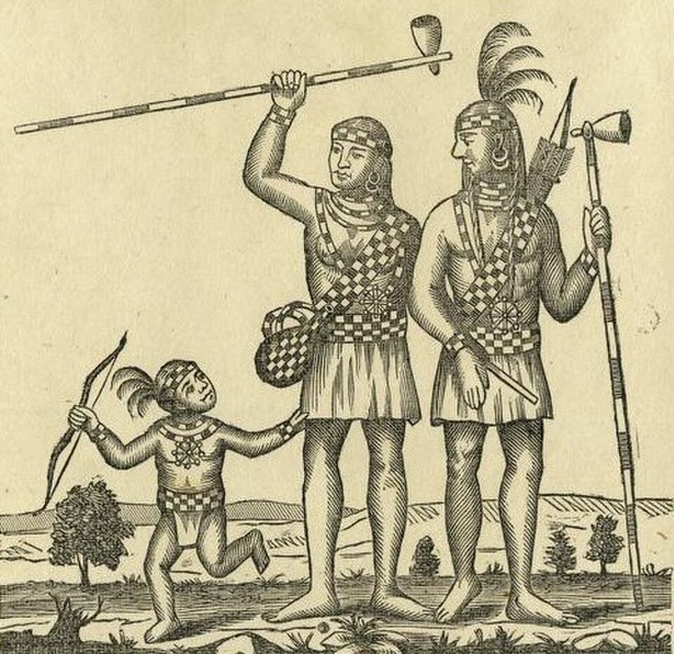 Lenape people in a 1702 historical print, used as period context.