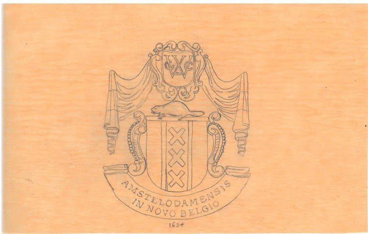 Tracing of the seal of New Amsterdam, NYC Municipal Library vertical files.